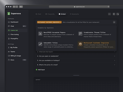 Supernova: Enterprise AI Platform Web App - LLM Power 🚀 ai ai assistant ai chatbot artificial intelligence artificial intelligence saas chat chat ai chatbot darkmode dashboard design enterprise ai generative ai large language model llm saas ui