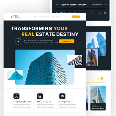 Real Estate Website app design 2024 blue app blue website building real estate trends2024