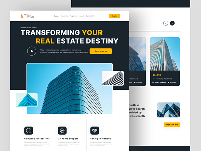 Real Estate Website app design 2024 blue app blue website building real estate trends2024