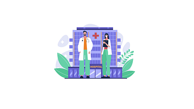 Welcome to Hospital 2D Animation 2d animation architecture buildings doctors emergency services flat health healthcare hospital illustration man medical building medical environment medical services medicine motion patients treatment woman