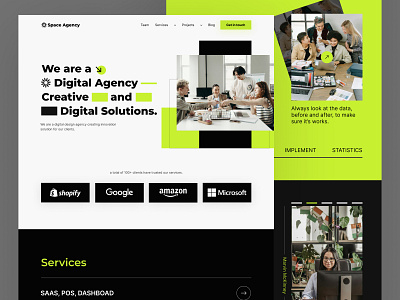 Design Agency Website app design 2024 design agency green app