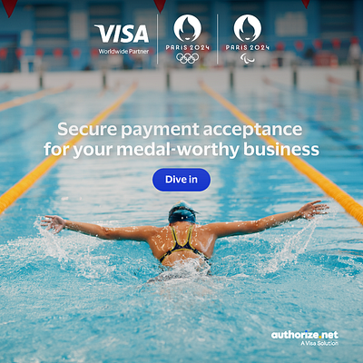 Authorize.net | Visa | Paris 2024 Olympics Ads ads advertisement branding graphic design marketing olympics paris 2024 swimming