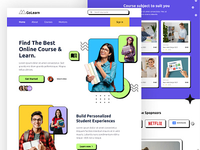 Elearing Website app design 2024 blue elearning learning student study