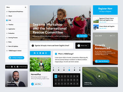 100&Change - Elements and Components alphabetical card challenge element foundation grid modular module navigation profile quote slider social ui ui design ux video web design website