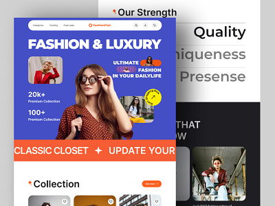 Fashion blue clothes fashion luxury orange website design 2024