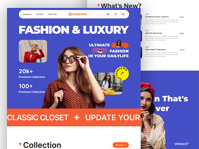 Fashion blue clothes fashion luxury orange website design 2024