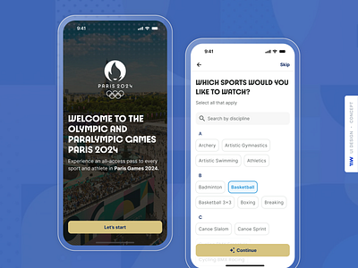 Olympics App - Onboarding ai app branding clean creative dailyui design graphic design login minimal mobile onboarding product design sign in sign up ui visual design