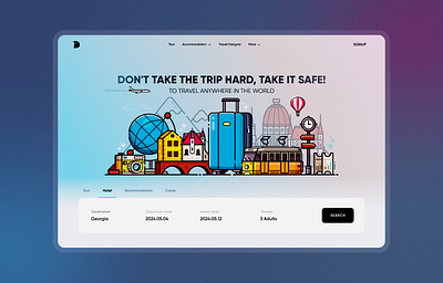 Reservation Hero Section booking camping concept design here section hotel illustration reservation tour tour guide tour leader trapadvisor travel trip ui ui design uiux web web design