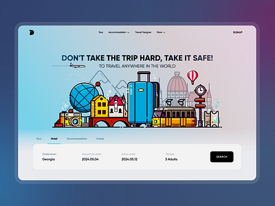 Reservation Hero Section booking camping concept design here section hotel illustration reservation tour tour guide tour leader trapadvisor travel trip ui ui design uiux web web design