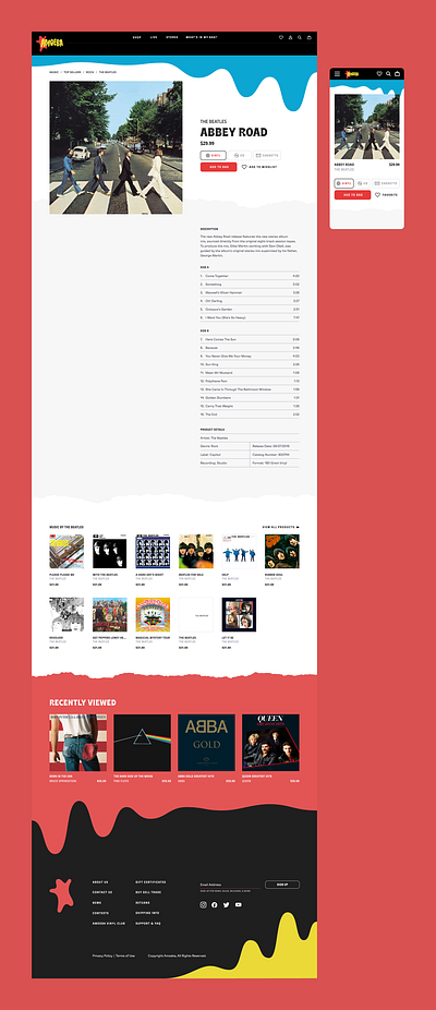 Amoeba Music PDP 90s abbeyroad beatles blue branding commerce drip graphic design logo product record shop store ui ux vinyl
