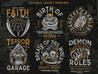 Deadly Route Motorcycle Vector Illustration pack badge badge logo branding design clothing design clothing tshirt deadly road deus harley davidson illustration mertens font skull skull design skull logo skull tattoo tattoo tattoo design traditional tattoo vintage badge vintage design vintage font