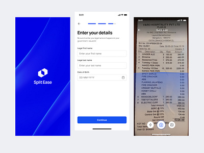 Split Ease - a splitting bill app card design figma figmadesign input mobile app money scanning split splitmoney ui