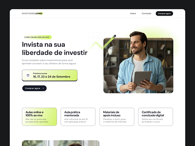 UI Landing Page Design black course finance financial graphic design green learning light ui web design webdesign white