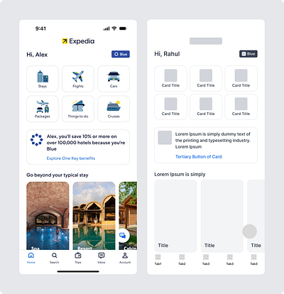 Expedia App Structure Practice Design. app design structure