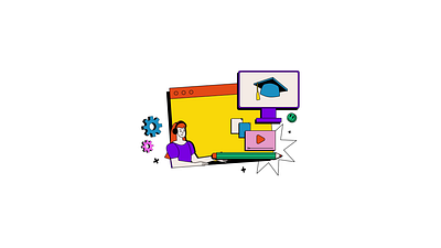 Home Studying 2D Animation 2d animation classroom distance learning e learning educational space flat gif home classroom home study illustration learning environment lottie motion online learning remote education student study room virtual classroom