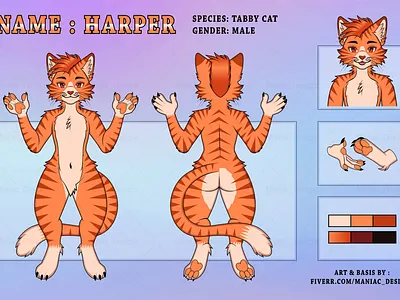 Cute Tabby Cat Fursona Ref Sheet cat cat commission art cat commissions cat digital art cat furry cat furry ref sheet cat fursona cat ref sheet cat reference sheet commissionsopen furryartist maniac designz tabby cat tabby cat reference sheet