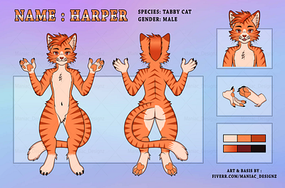 Cute Tabby Cat Fursona Ref Sheet cat cat commission art cat commissions cat digital art cat furry cat furry ref sheet cat fursona cat ref sheet cat reference sheet commissionsopen furryartist maniac designz tabby cat tabby cat reference sheet