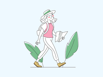 Traveler Girl character illustration flat illustration outline illustration tourism travel vector website illustration woman character