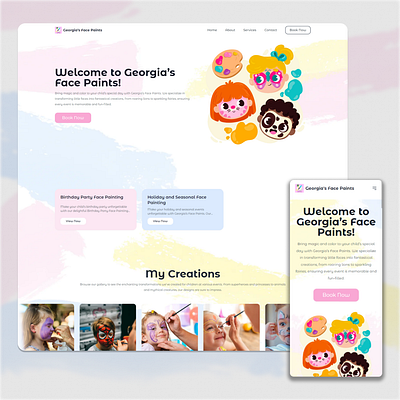 Mobile Face Painting Website booking children design facepaint figma tailwindcss web design wordpress