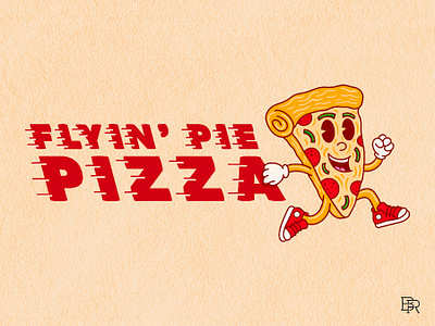 Flyin' Pie Pizza Mascot_BRD_8-5-24 branding character design logo mascot pizza procreate retro