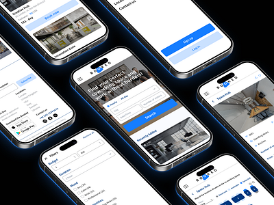 Coworking space search service app branding mob mobile ui ux