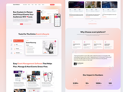 Event Platform Landing Page graphic design homepage design landing page ui web design website