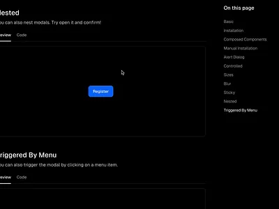 Nested Modal design react aria react aria components react components react js reactjs tailwind tailwindcss ui ui components ui kits ux