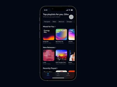 Mobile Music Listening App: Rhythm mobile design ui ux