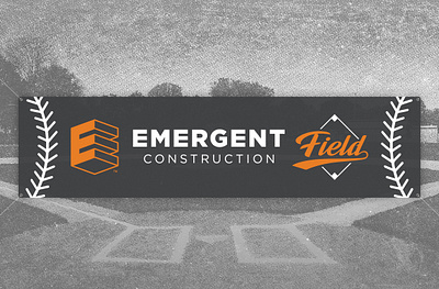 Emergent Construction Baseball Sponsor Banner Design banner baseball construction emergent field layout sponsor sponsor banner