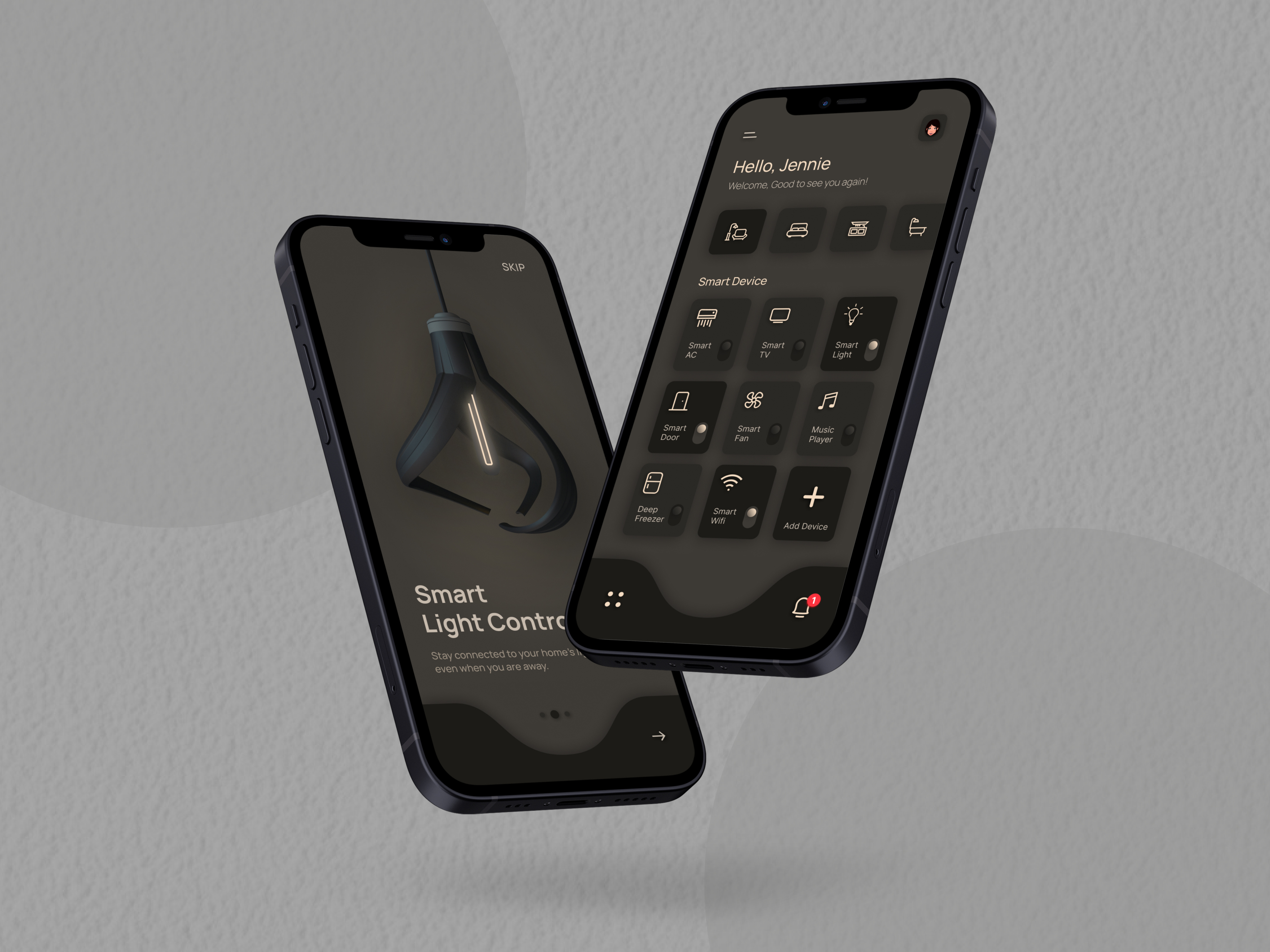 Smart Light Control App dark theme app design figma illustration light control app smart home smart light ui ui design uiux designe