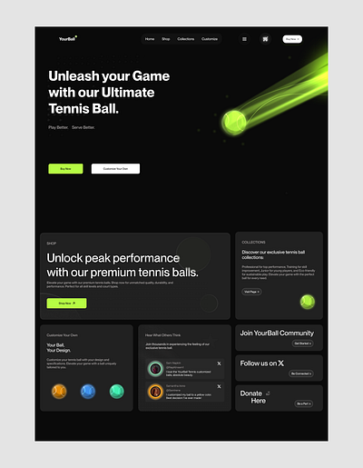 'YourBall' design landing page ui web design