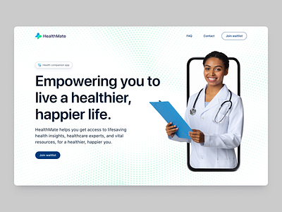 HealthMate Website app app design doctor health health app health companion app hero section landing page medical medical professional ui ui design ux ux design web web design website