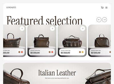 Leather Bag Store bag store landing page leather bag luxury marketplace store store design ui