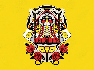 Agarthans illustration skull flowers