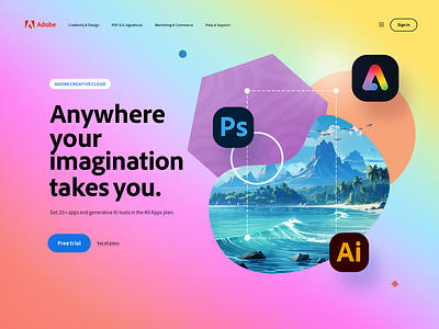 Adobe Hero Redesign adobe before after colorful concept creative cloud design fun hero illustration marketing design mockup photoshop redesign roast ui ux visual design web design