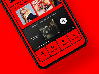 YouTube Music android app design concept figma interface design mobile design music photoshop product design red redesign ui design ux design visual design youtube