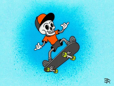 Skeleton Skateboarder_BRD_8-5-24 cartoon character design illustration mascot procreate skateboard skeleton