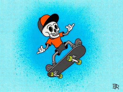Skeleton Skateboarder_BRD_8-5-24 cartoon character design illustration mascot procreate skateboard skeleton