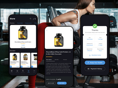 Fitness Store adobe xd fitness fitness store gym store invoice mobile app online store payment product detail