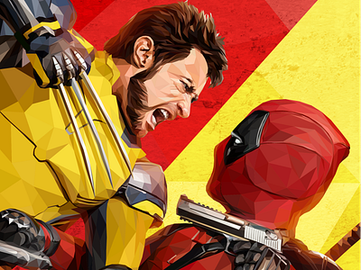 Deadpool & Wolverine poster cover style Lowpoly artwork design graphic design illustration lowpoly lowpolyart portrait