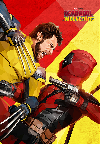 Deadpool & Wolverine poster cover style Lowpoly artwork design graphic design illustration lowpoly lowpolyart portrait