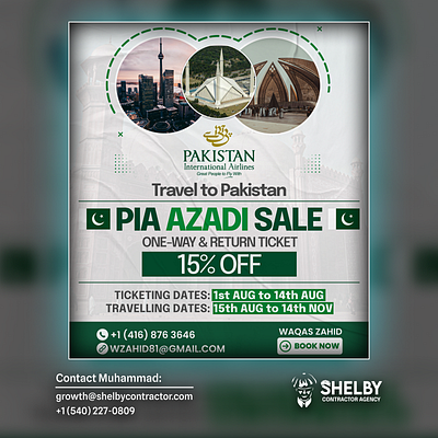 PIA Azadi Day Sale Poster for Travel Agency of Canada branding design graphic design illustration logo photoshop poster