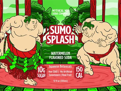 Mythical Mix Soda Co. Sumo Splash Can Design soda can sumo sumo wrestler watermelon soda