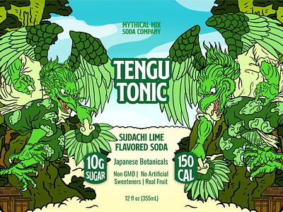 Mythical Mix Soda Co. Tengu Tonic Lime Soda Can Wrap lime lime soda soda can tengu tonic