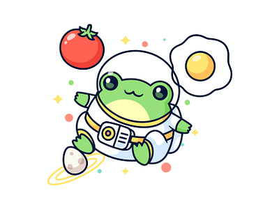 Astro Frog animal astronout cartoon character cute frog green illustration jaysx1 mascot space tomatto vector