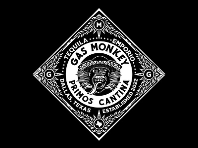 Gas Monkey Garage Primos Cantina Badge & Logo Designs Oct 2022 automotive badge design branding design car logo gas monkey garage illustation logo logo design monkey