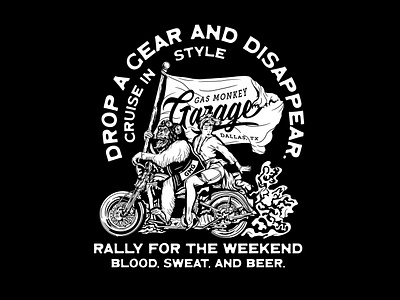 Gas Monkey Garage Drop A Gear & Disappear Shirt Design gas monkey merchandise design monkey motorcycle