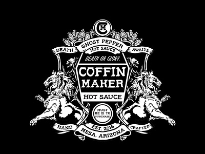 Coffin Maker Hot Sauce Badge badge lions merchandise design