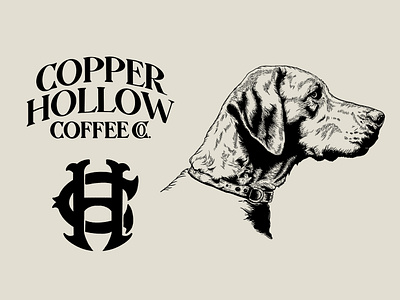 Copper Hollow Coffee Co. Brand Kit branding kit coffee co dog etching illustration