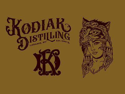 Kodiak Distilling Brand Kit branding kit distilling logo illiustration